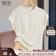 她池圓領(lǐng)T恤2025夏季新款女裝無(wú)袖套頭氣質(zhì)通勤修身簡(jiǎn)約上衣