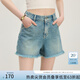 范思藍(lán)恩毛邊流蘇牛仔褲女夏季2025新款簡(jiǎn)約百搭顯瘦短褲2666 牛仔藍(lán) M