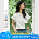 梵希蔓時尚貼花圓領(lǐng)短袖T恤女2025年夏季新款寬松荷葉袖純色上衣 A1550 云朵白 L