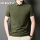 Ipenta奢侈高檔品牌短袖t恤男士夏季薄款無(wú)痕軍綠免燙翻領(lǐng)休閑正肩體恤 軍綠-精美禮盒裝 XL 推薦130-145斤