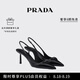 PRADA/普拉達【七夕禮物】女士Saffiano漆面牛皮革露跟高跟鞋 黑色 39
