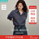 茵曼復(fù)古休閑刺繡格子襯衫2025秋女裝新款百搭長(zhǎng)袖襯衣 寶藍(lán)格 M