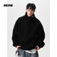 OEMG  重磅加絨加厚440G半拉鏈連帽衛衣男女士秋冬季寬松上衣保暖外套 黑色【高品質(zhì)】 XL [建議110-130斤]