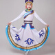 茶年（CHANIAN）蒙古族兒童演出服 蒙古舞蹈裙幼兒舞蹈服少數民族表演服裝女 白色款+帽子頭飾 140
