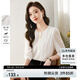 尚都比拉時(shí)尚洋氣圓領(lǐng)七分袖雪紡衫女秋高級(jí)少女感氣質(zhì)通勤上衣 白色 L