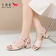 紅蜻蜓涼鞋女夏季粗跟通勤瑪麗珍單鞋休閑百搭高跟鞋女WLK253412米色37
