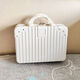 袋鼠迷你手提箱14英寸化妝箱禮品伴手禮箱子行李箱收納箱旅行手提箱 復古化妝包-白色