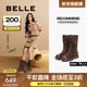 百麗（Belle）周游世界復古絨面西部靴女2025冬新商場(chǎng)款厚底休閑靴E6G2DDZ5預售 啡色 37