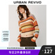 UR2025春季新款女裝多彩撞色條紋肌理感寬松針織衫UYL950032 多色 (偏寬松) XL