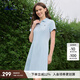 ELLE ACTIVE短袖針織連衣裙女式2025夏季新款珠地休閑運動(dòng)網(wǎng)球裙翻領(lǐng)連衣裙 淺藍色 L