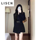 LISCN黑色西裝外套女輕熟溫柔風(fēng)感收腰春秋裝小個(gè)子西裝裙職場(chǎng)通勤穿搭 黑色(配腰帶) M 建議95-108斤