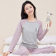 雅鹿少女秋衣秋褲女純棉套裝初中高中生抗菌保暖內衣女大童棉毛衫秋冬 藕紫-小貓（7A抑菌保暖親膚） 2XL （建議110-125斤）