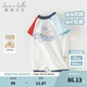 戴維貝拉（DAVE＆BELLA）嬰兒連體衣夏季薄款短袖新生兒衣服男寶寶爬服新款小童外出服 藍(lán)白條紋【現(xiàn)貨】 80cm （建議身高73-80cm）