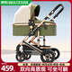 ANGI BABY嬰兒車高景觀嬰兒推車可坐可躺雙向避震0-3歲新生兒遛娃神器推車 綠野仙蹤【四輪橡膠】 嬰兒車高景觀輕便避震遛娃神車