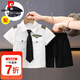 皮爾卡丹童裝男童套裝夏季兒童短袖角色扮演警官服空軍機(jī)長服裝小孩演出服 機(jī)長服套裝+帽子 90 尺碼1~2歲【 80-90cm】
