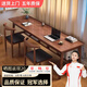 蔓斯菲爾（MSFE）實(shí)木腿電腦桌臺(tái)式雙人書桌學(xué)習(xí)桌辦公桌工作臺(tái)桌椅套裝長(zhǎng)條桌子 【帶層架】胡桃色220*60