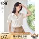 歐莎（OSA）純色V形polo領(lǐng)t恤衫女士夏季衣服2025新款短袖高檔顯瘦減齡上衣 米白色 M