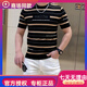 酷奇歐洲站夏季新款潮牌時(shí)尚百搭修身短袖t上衣休閑男士網(wǎng)紅T恤男裝潮 黑色 M 90-110斤
