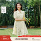 茵曼淡人穿搭植物繡花連衣裙2025夏季女裝新款顯瘦a字寬松娃娃裙 杏色 M