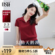 歐莎（OSA）polo領(lǐng)坑條針織t恤衫女2025年夏季薄款減齡顯瘦小個子短袖上衣 紅色 L