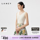 朗姿/LANCY春春季新款簡約百搭V領(lǐng)羊毛吊帶背心女修身無袖內(nèi)搭 白色 M
