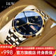 I&W CARNIVAL HWGUOJI瑞士IW手表男機械表進(jìn)口機芯高檔男士手表商務(wù)夜光男表愛(ài)沃馳 間藍鋼帶/禮盒包裝+定制刻字