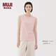 無印良品（MUJI）女式 天竺編織 無袖T恤 上衣打底衫女款內(nèi)搭背心 坎肩 25年夏季 淺粉紅色 S (155/80A)