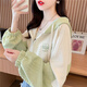 伊琦蕾撞色連帽衛(wèi)衣外套女裝2025秋季新款寬松韓版百搭小個(gè)子短款開衫 [春秋]綠領(lǐng) 薄款 M 80-100斤