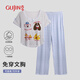 古今（GUJIN）帶胸墊短袖睡衣女2025夏季新款家居服睡褲甜美可愛(ài)長(cháng)褲套頭套裝L