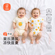 貝瑞加（Babyprints）寶寶短袖包屁衣2件嬰兒連體衣純棉夏裝輕薄哈衣三角爬 黃73