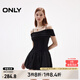 ONLY2025春季新款拼接純色一字肩花苞裙短裙連衣裙女|125161024 H1Z黑色 M