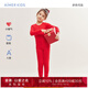 Aimer kids兒童保暖內衣A類(lèi)吸濕發(fā)熱男女孩套裝AK374A851 中性圓領(lǐng)-紅色AK374A854 160