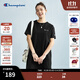 Champion冠軍連衣裙2025夏季新款簡(jiǎn)約純色刺繡純棉短袖t恤裙女士 黑色 L