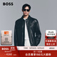 BOSS博斯【羊皮革】男士新款斜紋布襯里上蠟皮衣夾克 001-黑色 2XL