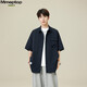 MMOPTOP日系冰絲薄款皺感工裝襯衫短袖夏季男多口袋半袖MCS21d藏青2XL