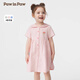 PawinPaw【學(xué)院風(fēng)】卡通小熊童裝25年春夏新款女寶寶花邊翻領(lǐng)格紋連衣裙 Pink粉紅色/25 110