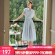 Olrain【時(shí)尚通勤套裝】條紋襯衫+半裙夏季女裝2025新款兩件套衣服 藍條紋 M