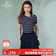 喬萬(wàn)尼薄款小香風(fēng)設(shè)計(jì)感2025春夏針織衫女裝條紋寬松短袖上衣EI2M819 海軍條紋 M
