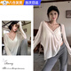 JIOESC防曬罩衫v領(lǐng)長(zhǎng)袖t恤女休閑慵懶風(fēng)白色微透打底衫夏季寬松薄款上衣 慵懶風(fēng)V領(lǐng)罩衫/白色 均碼 衣長(zhǎng)66cm【建議80-125斤】