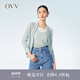 OVV2023春夏新款女裝微透亞麻珠片舒適棒球服款式針織開衫外套 淺藍(lán)（凈色）11 M