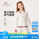 英氏（YEEHOO）女童連衣裙兒童裙子中大童裝百褶裙長袖運動休閑秋裝 白色 130
