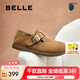 百麗（Belle）厚底勃肯鞋女2025春季新款毛毛雪地短靴棉鞋子D4W1DAM5 棕色-單里 40 (250mm)
