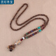 頂妃（DING FEI）民族風(fēng)金剛菩提檀木吊墜長(zhǎng)款項(xiàng)鏈女佛系佛珠毛衣鏈男棉麻 三面菩提  A29-108