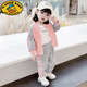 G.DUCKKIDS女童裝套裝春裝2025春秋新款網(wǎng)紅小童嬰兒寶寶兩件套衣服時(shí)髦洋氣 粉色背后貓咪套裝 90 cm