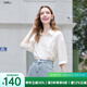 百圖betu女裝2025夏季新款襯衫微皺感亮片梭織七分袖上衣女2507T63 米白 M