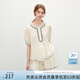 范思藍恩波西米亞風(fēng)圓領(lǐng)度假風(fēng)時(shí)尚套裝女休閑繡花工藝襯衫半身裙 米色（上衣） M