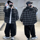 卡兔藍貓兒童裝男童秋裝套裝春秋款2025新款衣服運動(dòng)男孩秋季大童酷帥氣潮 黑色 150