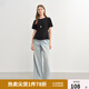 獨束大碼女裝【風(fēng)吟荷擺】輕盈顯瘦T恤夏季新款百搭短袖正肩上衣 黑色 2XL （尺碼：4）