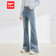 IEF/愛(ài)依服褲子2025秋季新款港式復古小女人氣質(zhì)百搭牛仔喇叭褲 牛仔藍 M