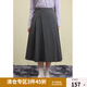 獨束大碼女裝簡約知性半身裙女2024冬裝新款高腰顯瘦遮胯A字裙子 巖灰 L (尺碼：2) (尺碼：2)